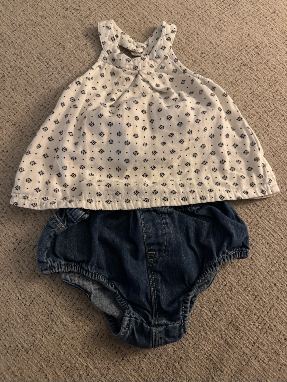Baby Girl Two-Piece Set in White and Blue